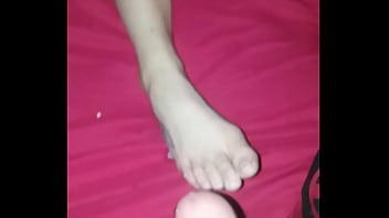 Cuming on my 18 y/o Girlfriends Foot as She s.